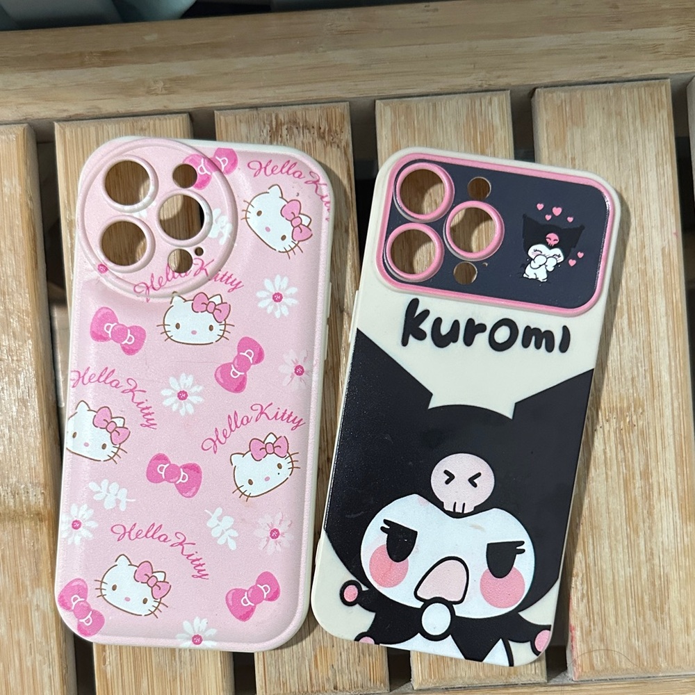Hello Kitty and Kuromi Phone Cases - Pink and Black